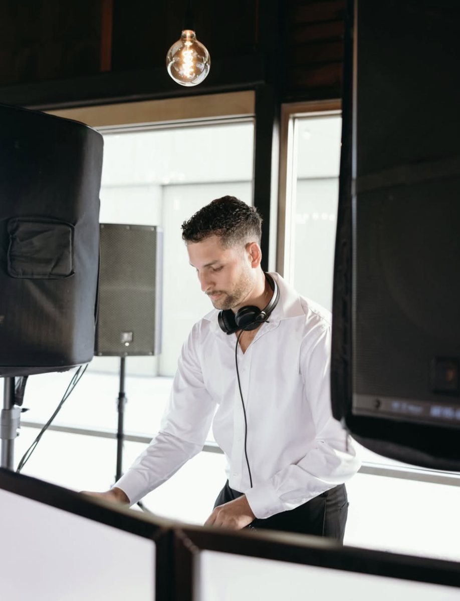 Adrian mixing at a wedding reception