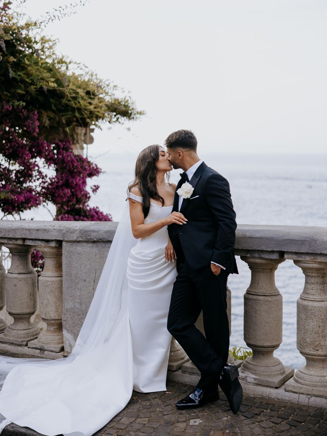 Couple on a terrace overlooking the sea in Sorrento